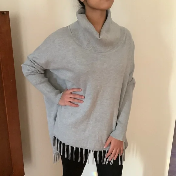 Boston Proper Sweaters Boston Proper Cowl Neck Sweater Fringe